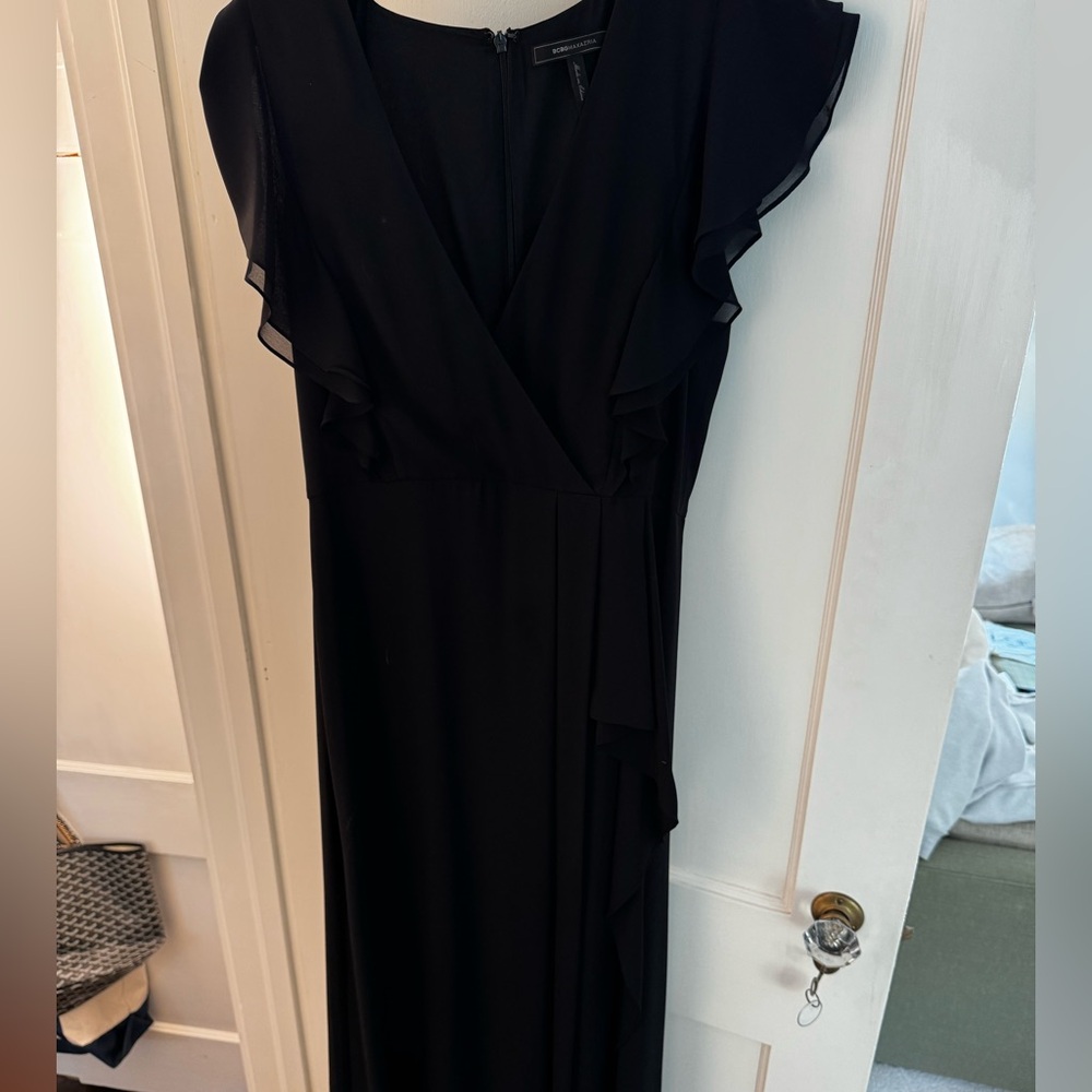 BCBG black crepe gown